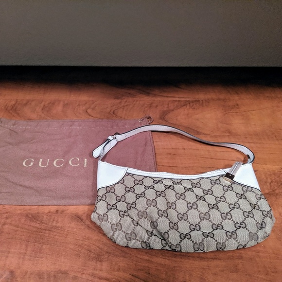 Gucci Handbags - Little Gucci Shoulder Bag Tan Print White Handle